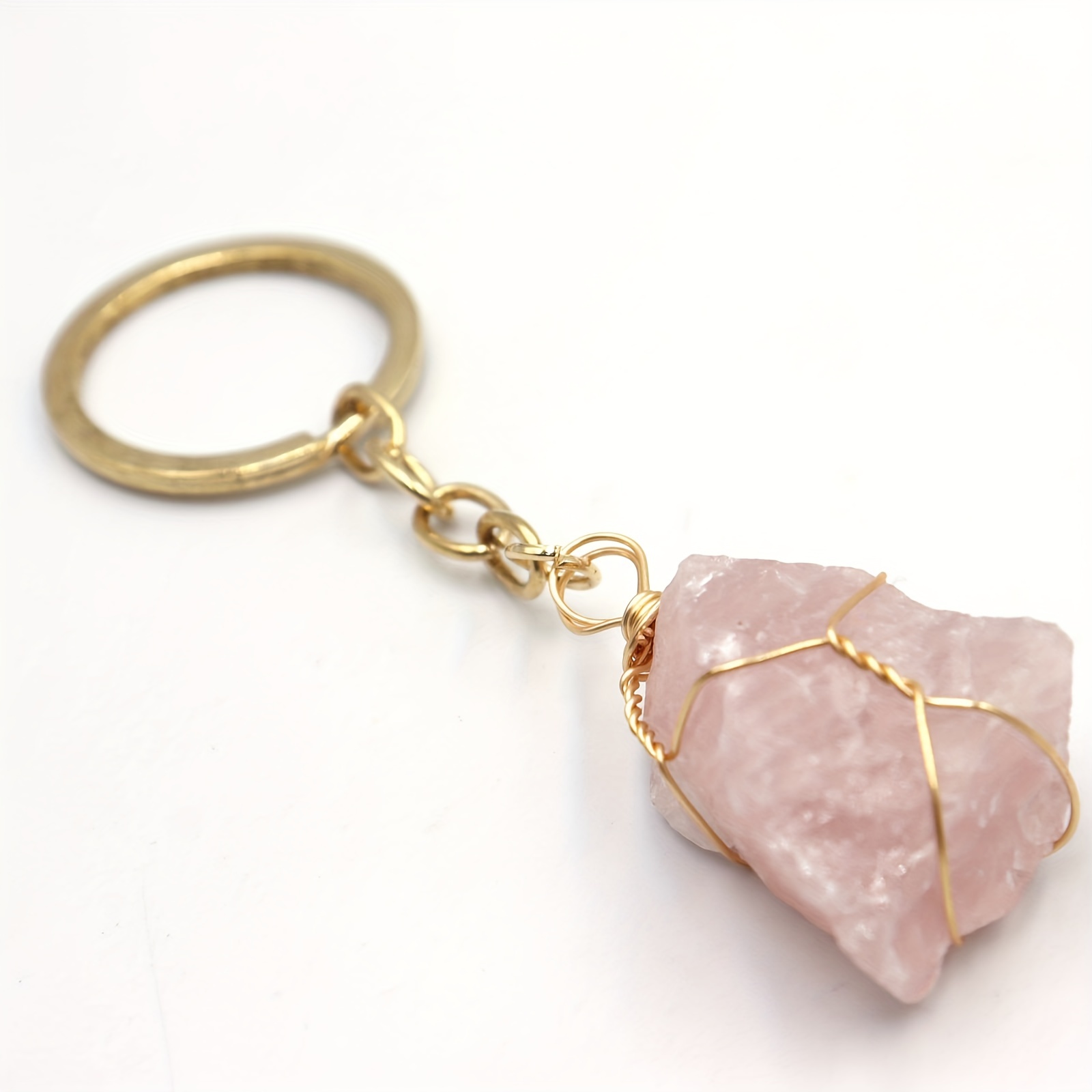 Gold and Rose Quartz Bag Charm