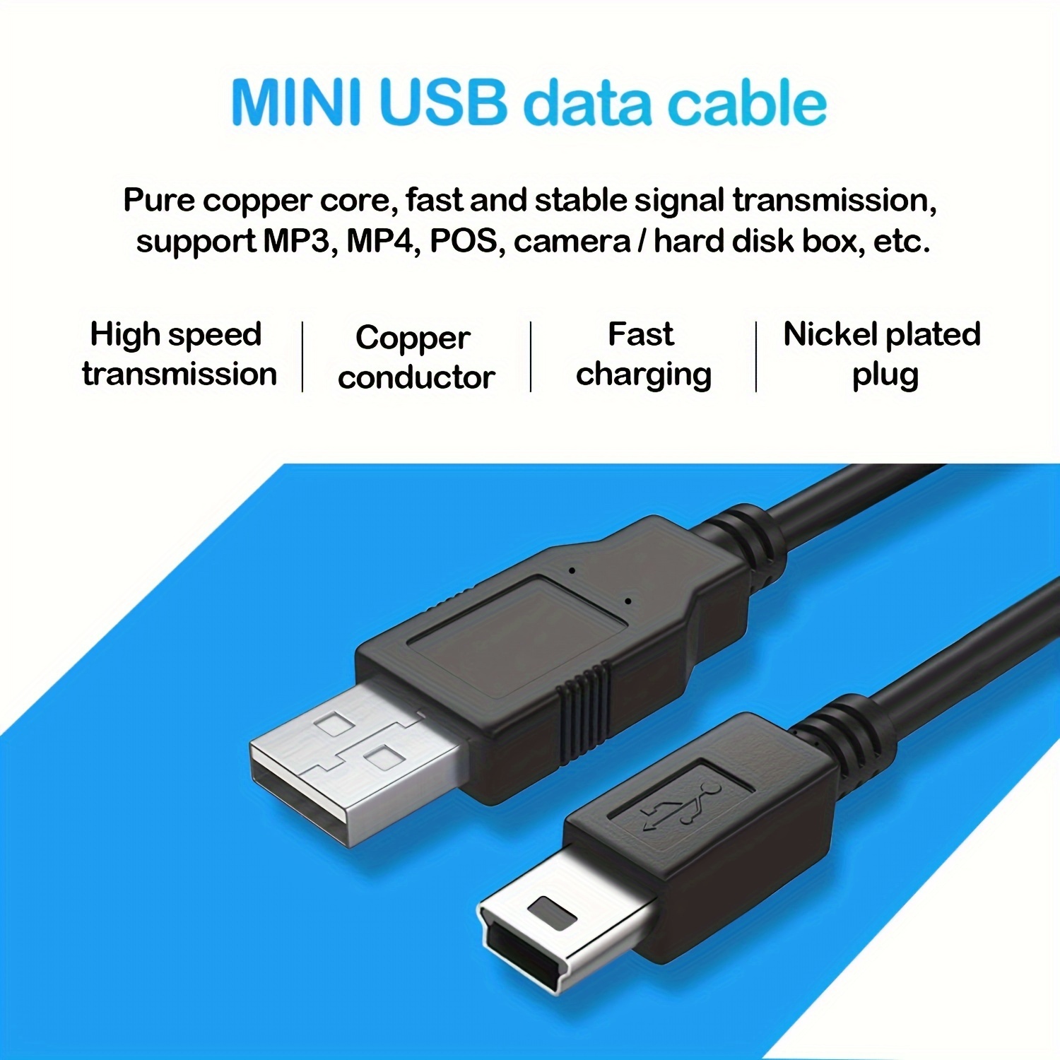 3FT Mini USB to USB-C Cable, USB 2.0 Type C to USB Mini B 5 Pin Charging  Cord Braided Support Charge & Sync Compatible with PS3 MP3 Player Dash  Camera
