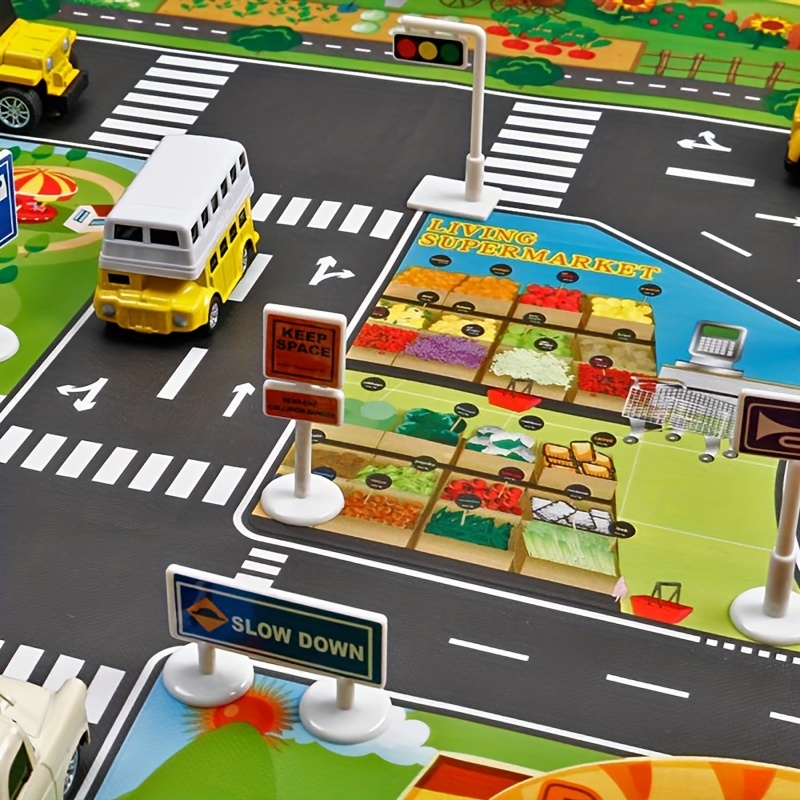 Children's Educational Traffic Game Map Play Mat Kids Carpet - Temu