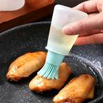 1pc Portable Silicone Oil Bottle With Brush Grill Oil Brushes Pastry Plastic Kitchen Oil Bottle Outdoor Baking BBQ Brush