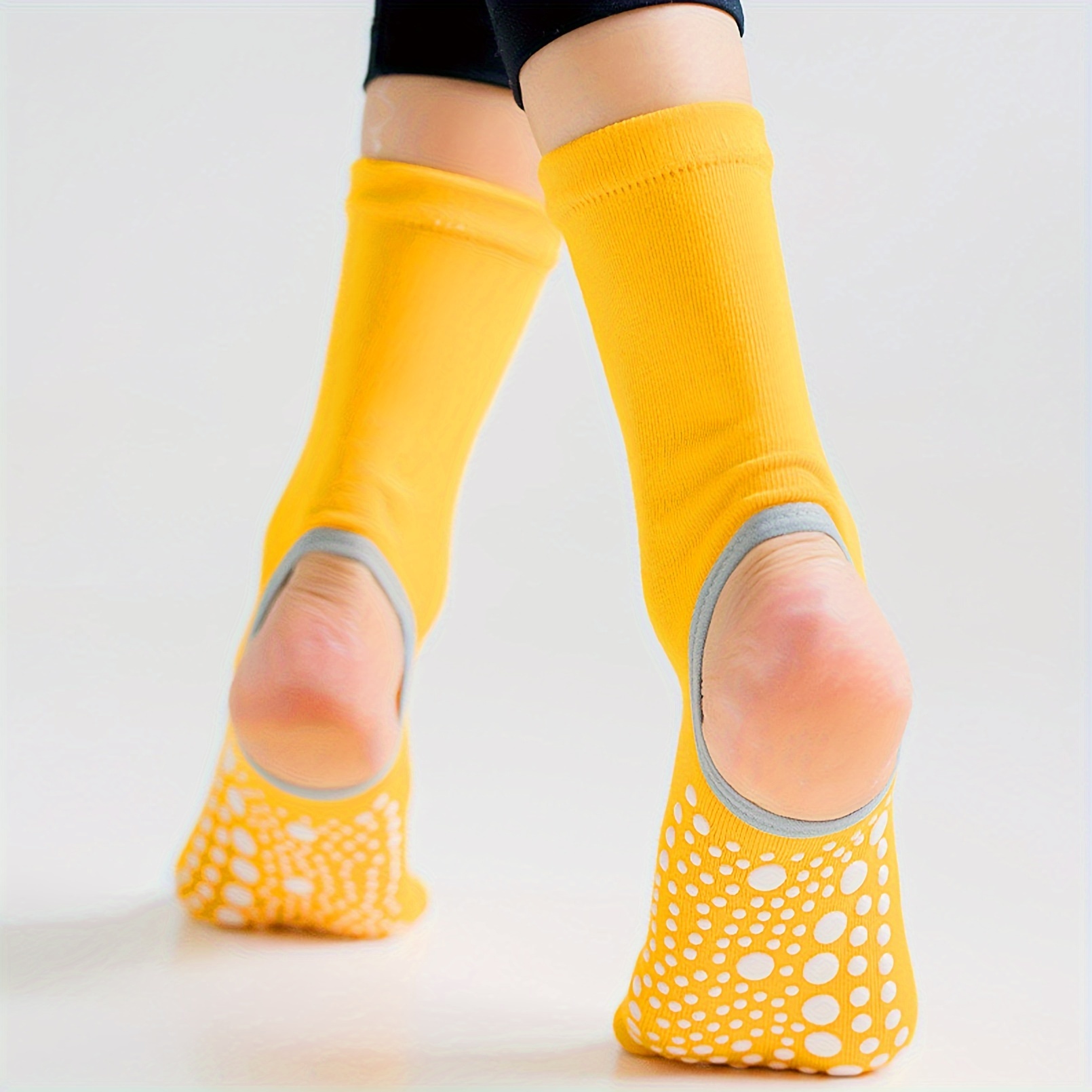 Toeless Breathable Non slip Yoga Socks Hollow Out Heel Grip - Temu