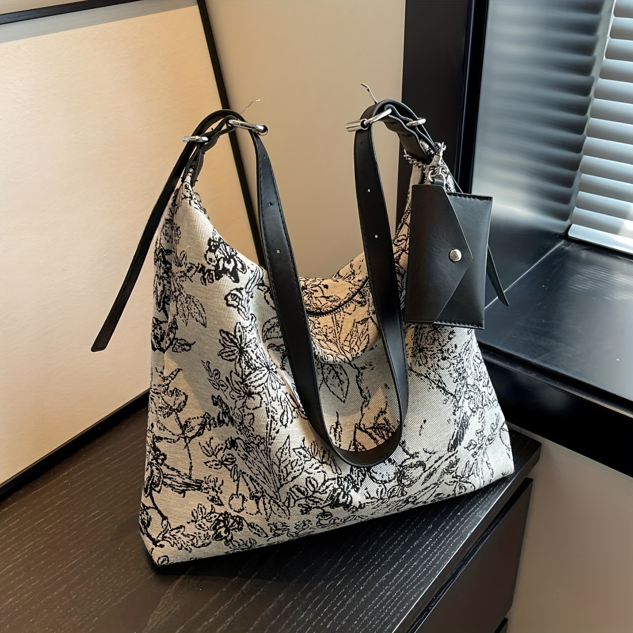 Retro Y2K Canvas Shoulder Bag, Large Capacity Hobo Crossbody Shoulder Bag,  Aesthetic Handbag Fairy Grunge Tote Bag (White)