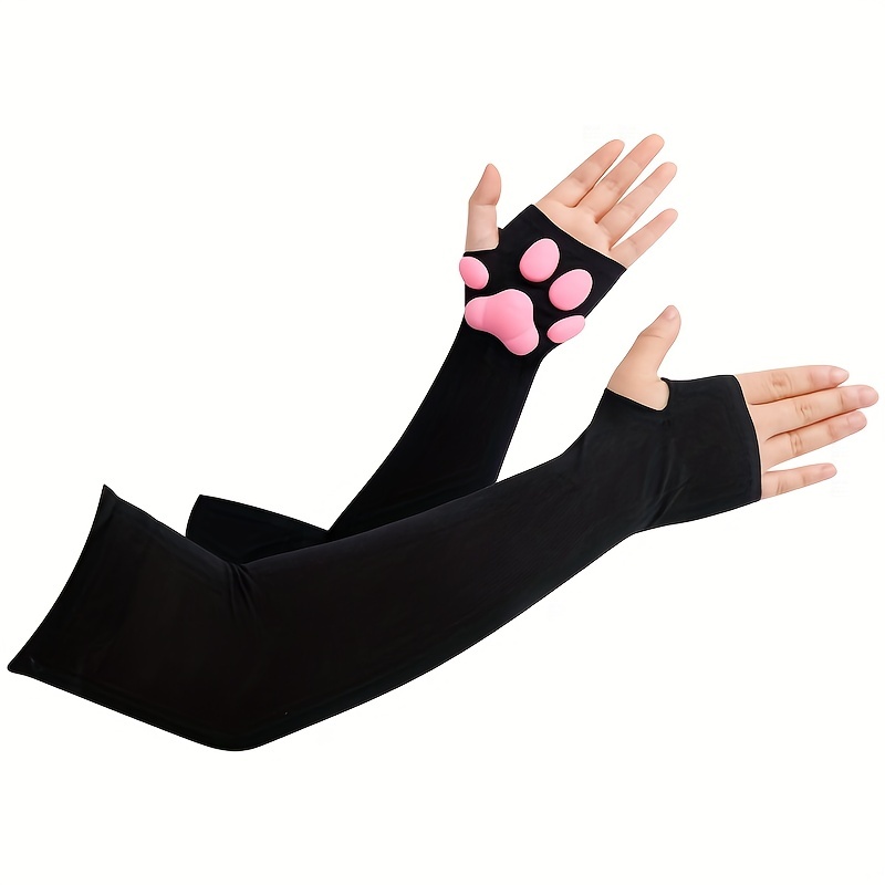 

3d Cat Paw Meat Pad Sleeve Long Arm Guard Sunscreen Uv Protection Sleeve With Thumb Hole Driving Cycling Elastic Sleeve