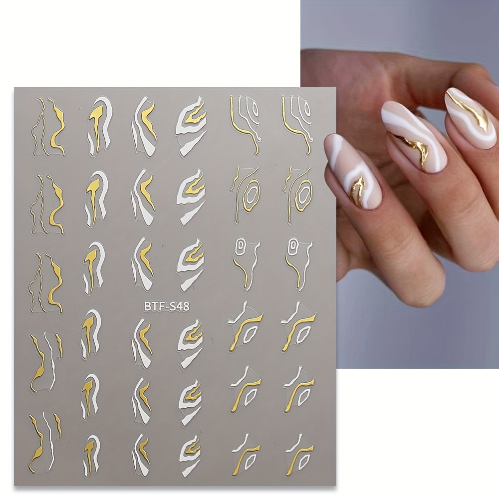Nail Stickers 3d Laser Nail Decals Self Adhesive - Temu