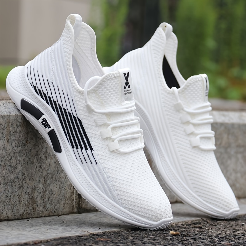 mens shoes mesh breathable non slip white sneakers mens - Temu display picture 1
