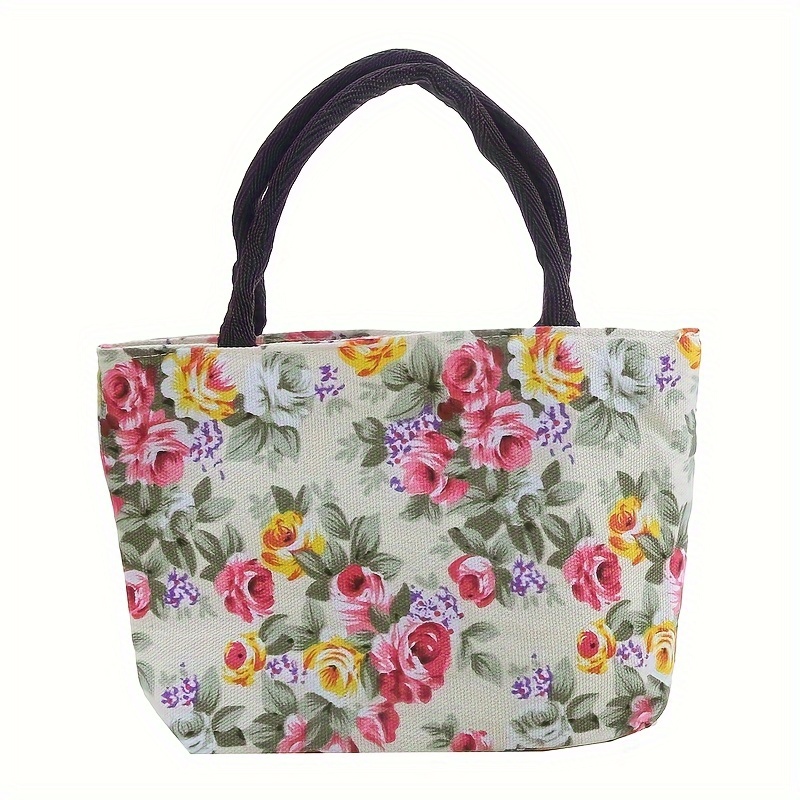 Classic Flower Embroidered Tote Bag, Stylish Satchel Bag, All-match  Shoulder Bag For Work - Temu
