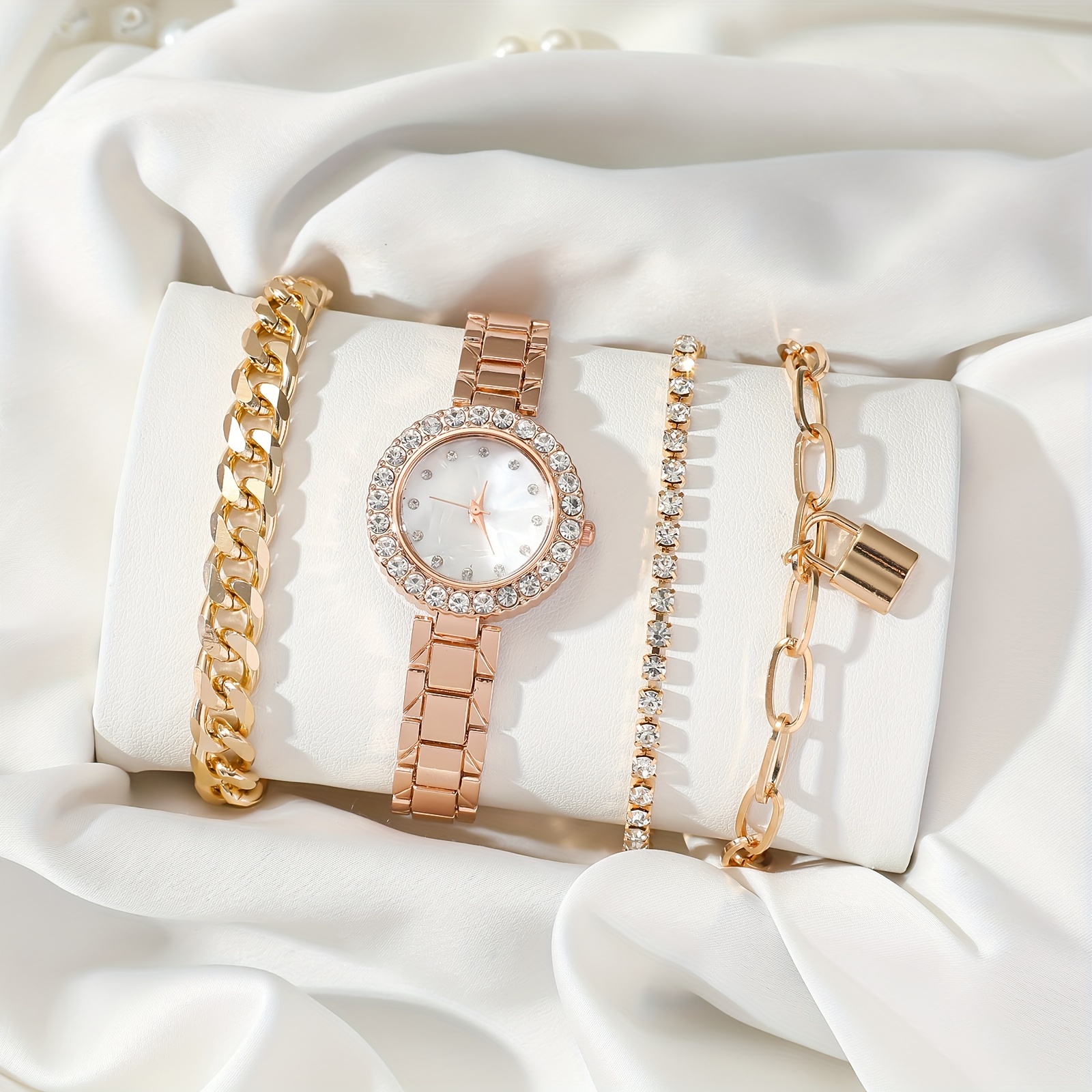 Women's Watch Cute Flower Quartz Watch Luxury Rhinestone Analog Wrist