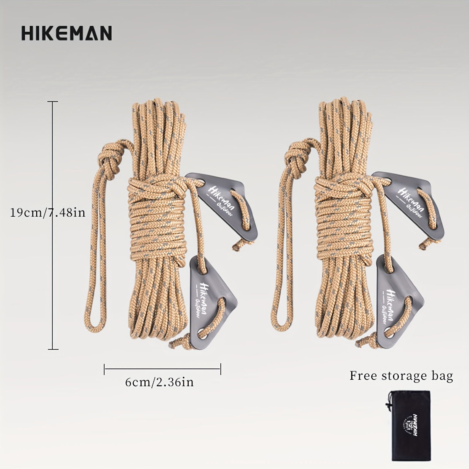 HIKEMAN Tent Guy Ropes - 4mm Reflective Cord Tent Guide Rope with Aluminum  Adjuster,for Outdoor Camping Hiking Awning Tents