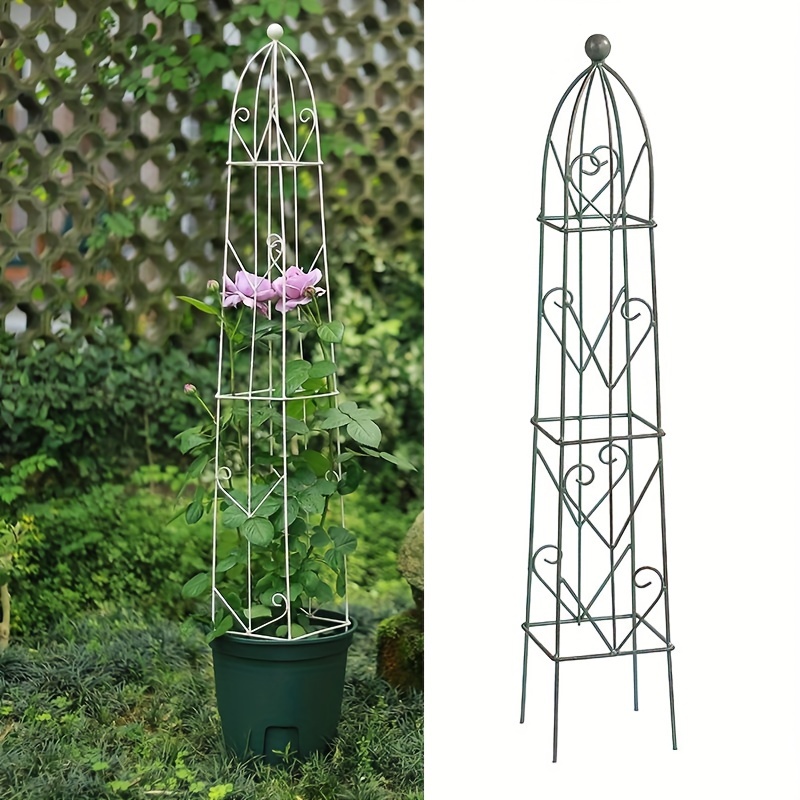 Support de plantes de jardin Obélisque en métal Treillis Cadre d’escalade  Rose Vine Stand