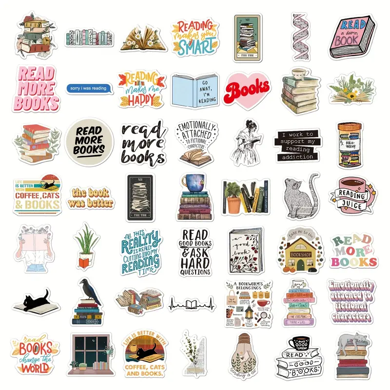 Book Reading Vintage Stickers Aesthetic Stickers For Water - Temu