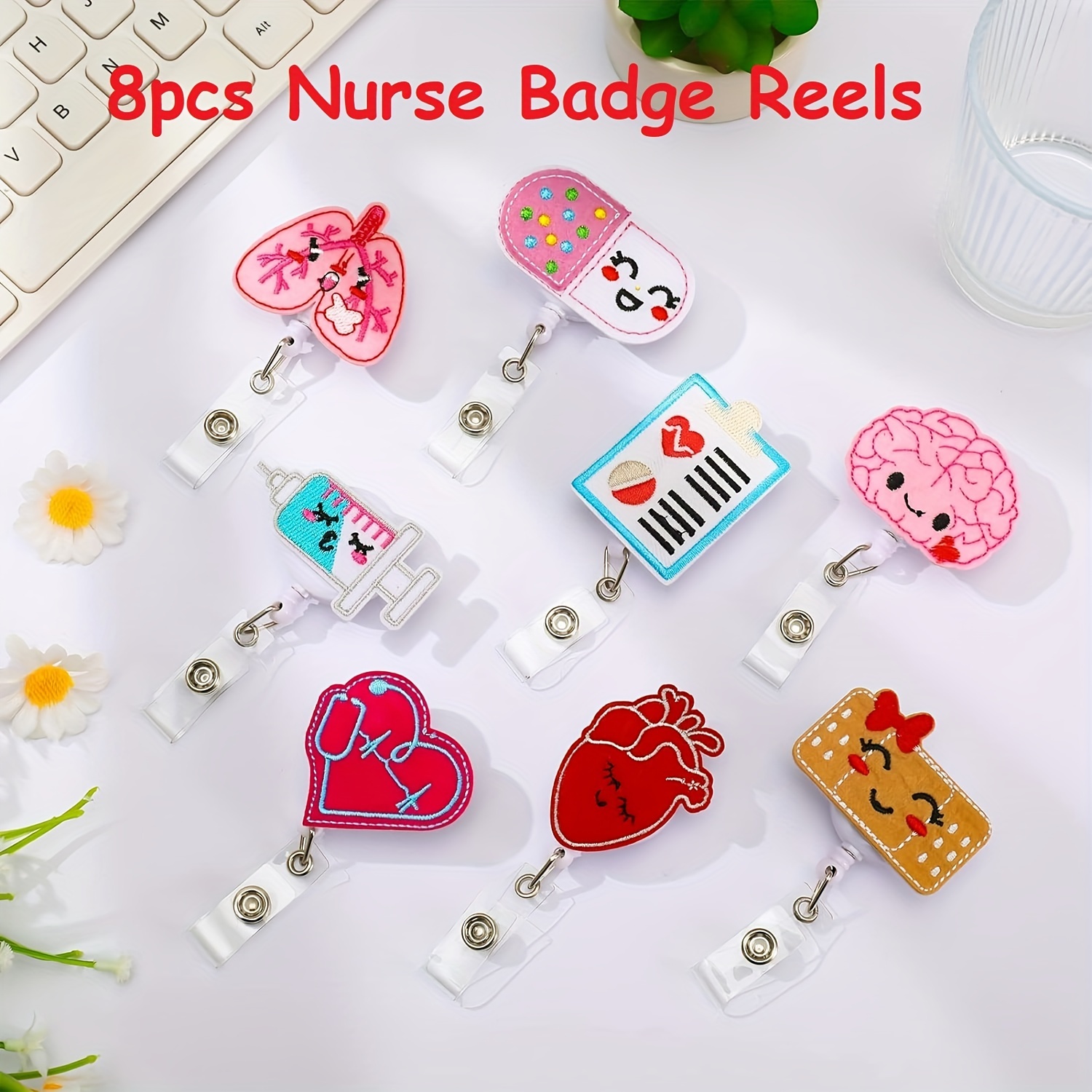 Nurse Badge Reels Felt Retractable Badge Reels Themed - Temu