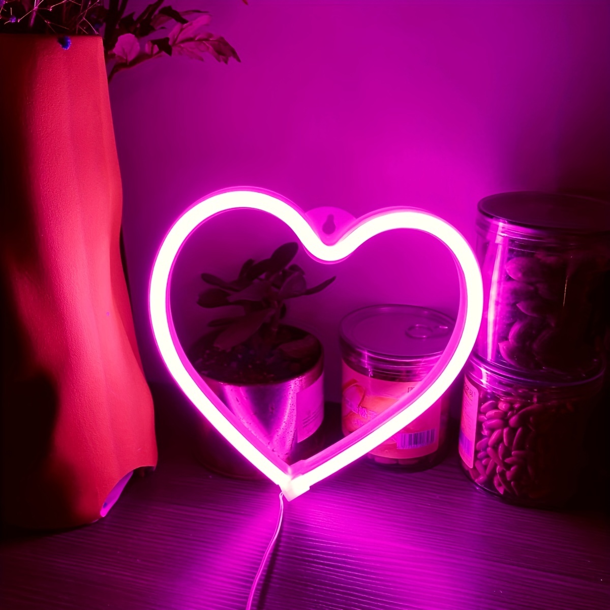 Valentines Day Decor, Pink Heart Neon Sign, LED Neon Heart Light for Wall  Decor, USB Powered Romantic Love Heart Light up Sign Lamp for Bedroom  Decoration Valentine's Gift Kids Girl Room Wedding
