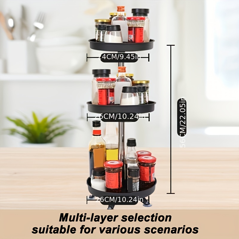 1pc,Spice Rack Organizer, Rotating Seasoning Rack Holder, Desktop Storage  Box, Cosmetics Storage Tray, Kitchen Utensils, Apartment Essentials, College