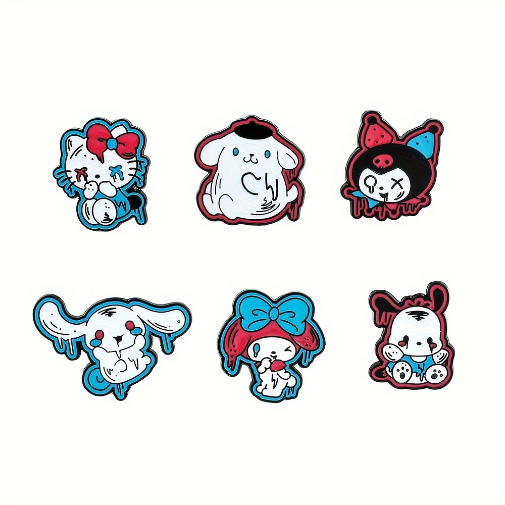 Sanrio Pins for Backpack Hello Kitty Brooches for Jeans Kawaii Kuromi  Cinnamoroll Enamel Badge With Chains Cute Toy Gift for Kid