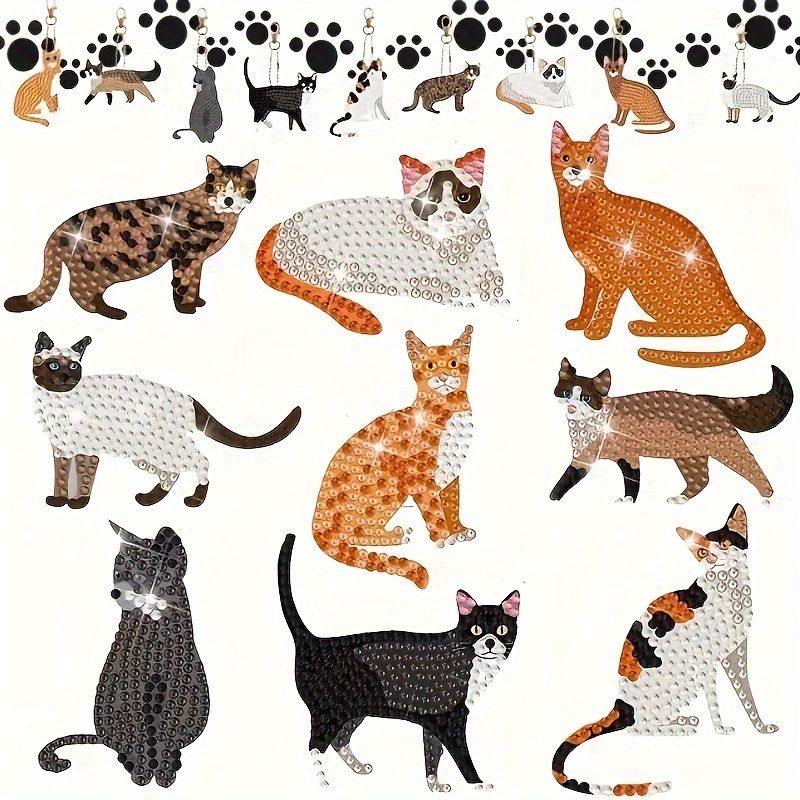 Diy Diamond Painting Cute Cat Rhinestones Sticker Painting - Temu