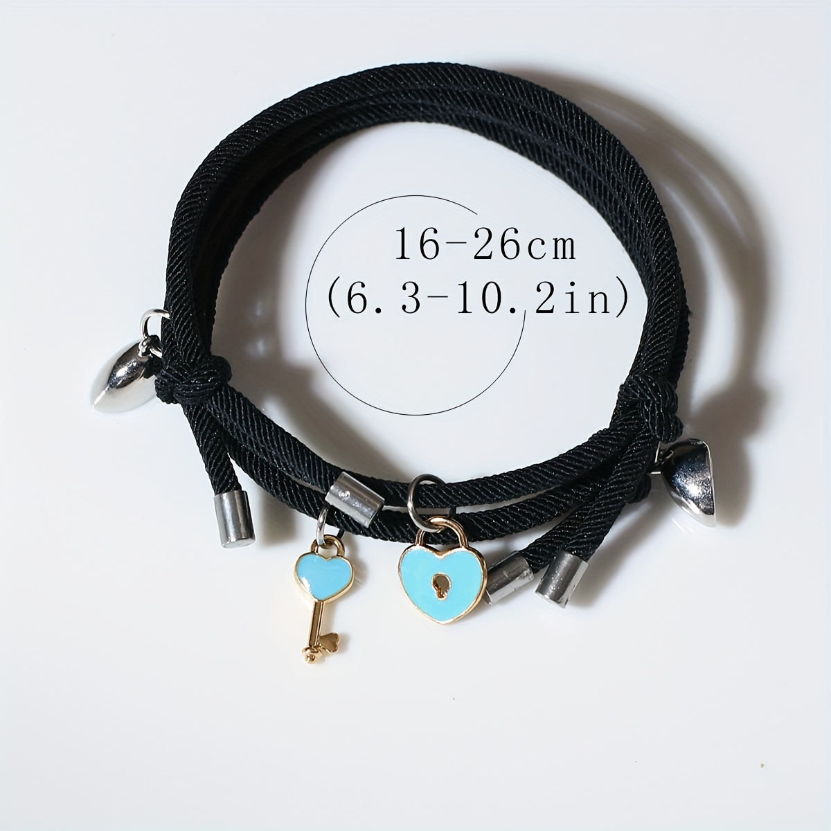 Luminous Lock and Key Couple Bracelet, Magnetic Suction