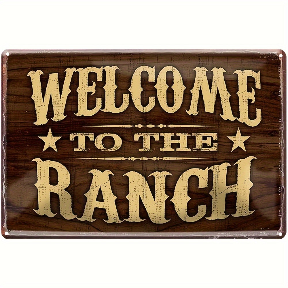 

1pc Vintage Metal Tin Sign Funny Farm "welcome To The Ranch" Outdoor Decoration, Metal Tin Sign (8''x12''/20cm*30cm)