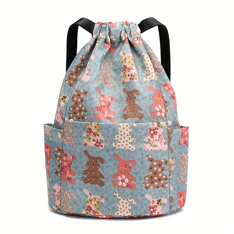 Floral Pattern Drawstring Backpack Lightweight Daypack
