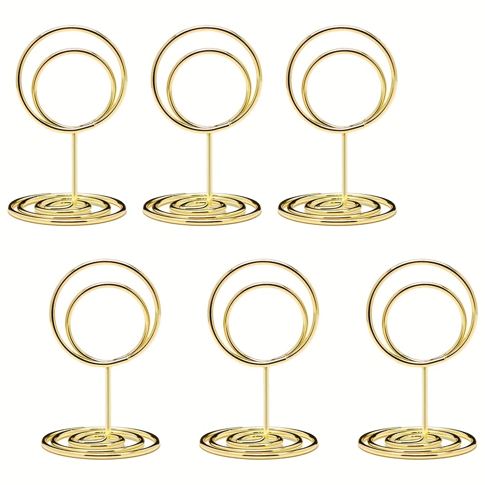 10 Pack, Gold Metal 1 Double Heart Card Holder Stands, Table Number Stands,  Wedding Table Place Card Menu Clips in 2023