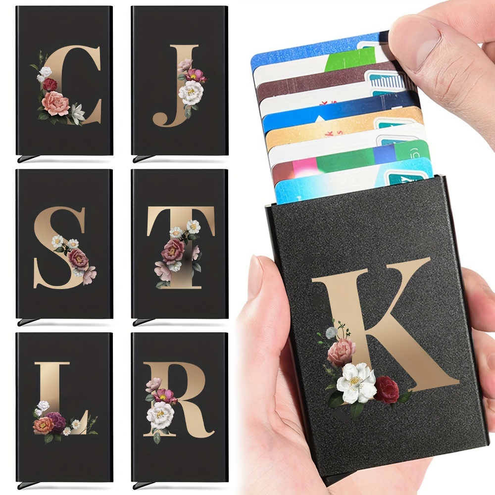

Ultra-thin Rfid Blocking Card Holder Aluminum Alloy Automatic Pop-up Credit Card Holder Letter Printed Card Bag