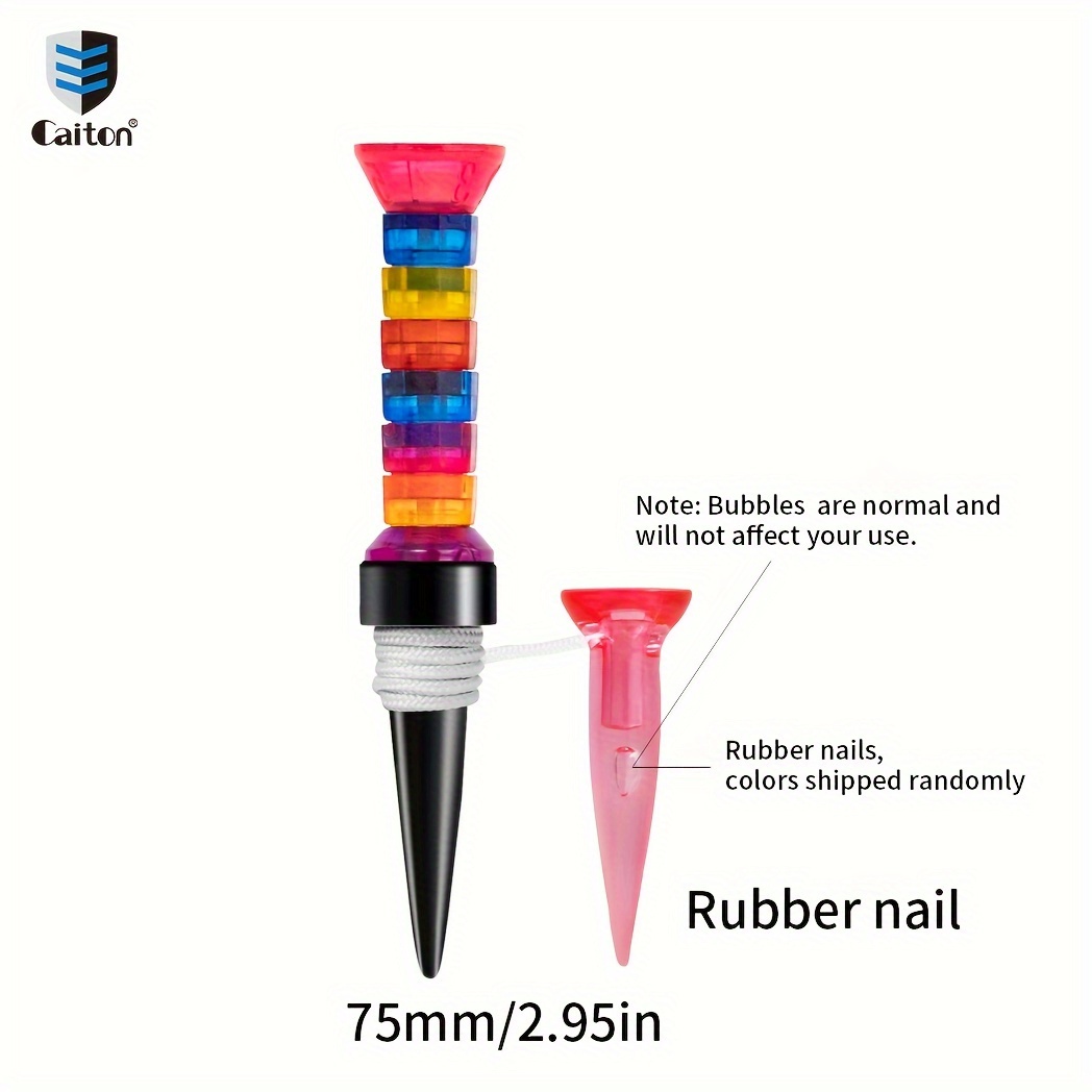 TEMU Caiton 1pc Golf Tee, Flexible Choice Of Metal Or Rubber Spikes, 75mm/2.95in, 360° Bend, Durable And Convenient Golf Accessories, Ideal For