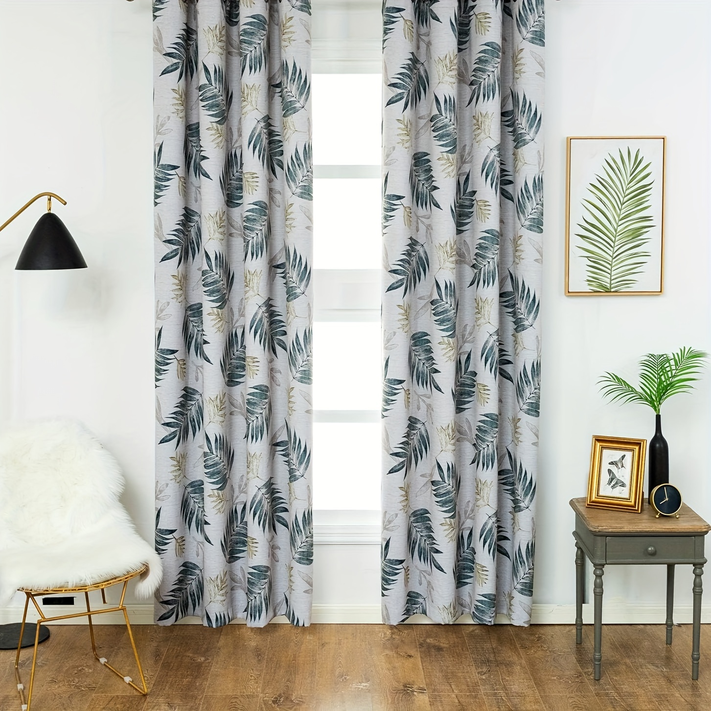 Leaf Print Blackout Curtains for Living Room Bedroom Window