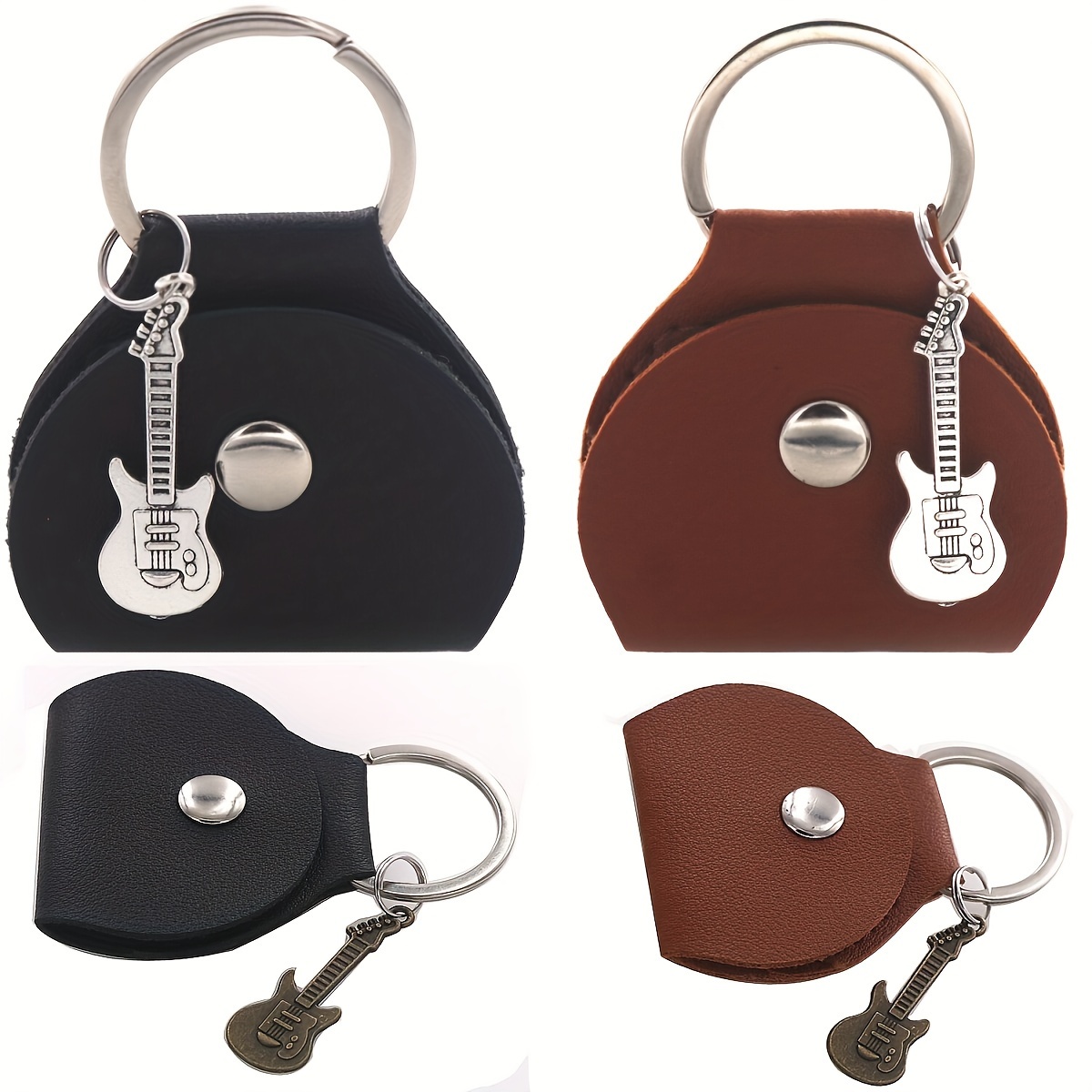 

Men's Leather Pick Clip Pick Storage Bag Storage Bag With Small Guitar Pendant Guitar Pick Bag Keychain