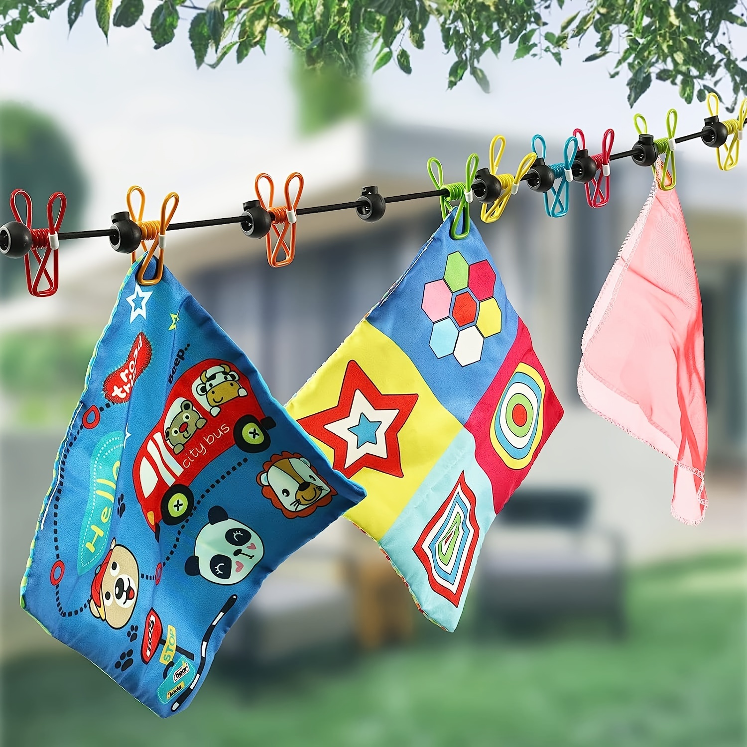 12 Clothespins Clothesline 1.8 Meters Colorful Non slip - Temu