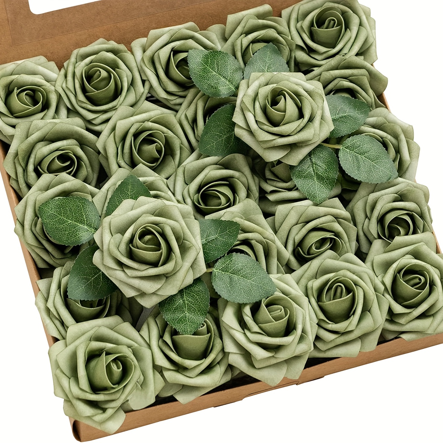 

25pcs Green Real Touch Artificial Flower Arrangement - Perfect For Home, Bedroom, Wedding, Office, Cafe Decor & More!