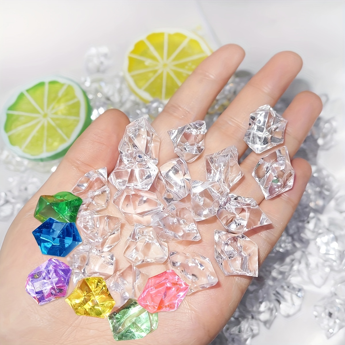 Acrylic Crushed Ice Rocks, 50 Pcs Colorful Fake Crystals Ice Cubes for Vase  Fillers, Home Decor, Table Scatter, Event, Wedding, Crafts(Multicolor)