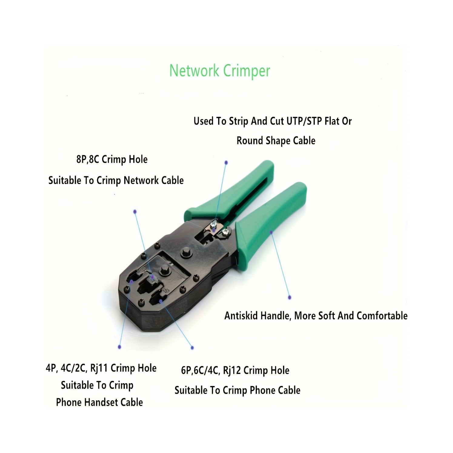 RJ45 Ethernet Cable Crimping Crimper Network Tester Punch Down