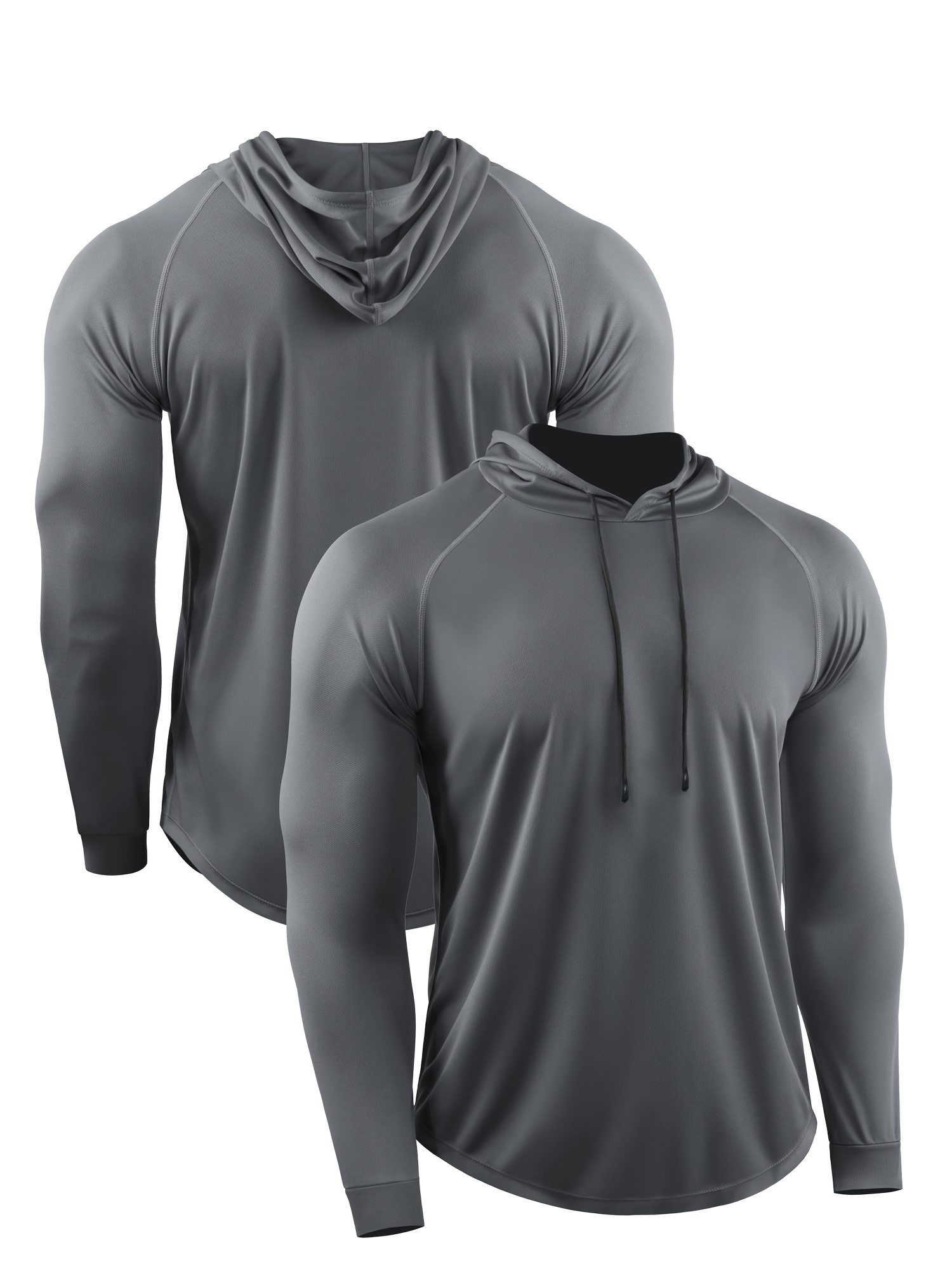 Solid Comfy Men's Slim Fit Hooded Long Sleeve Sports Workout - Temu