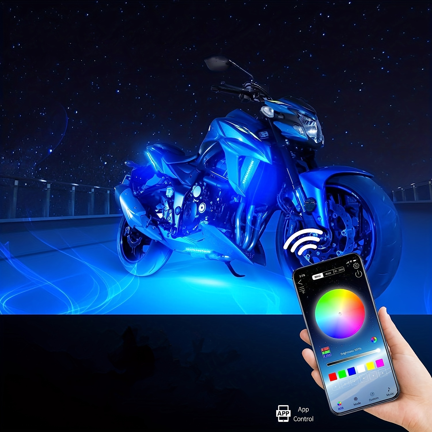 6/12pcs Kits D'éclairage LED Pour Moto, Bande Lumineuse LED Multicolore  Étanche Pour Moto App Control, Synchronisation De La Musique Et Lumières LED  RVB Pour Motos, 12V - Temu Belgium