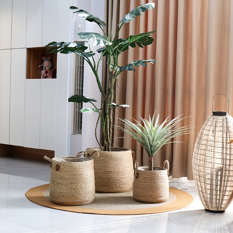 Natural Plant Woven Storage Baskets Used For Living Room - Temu