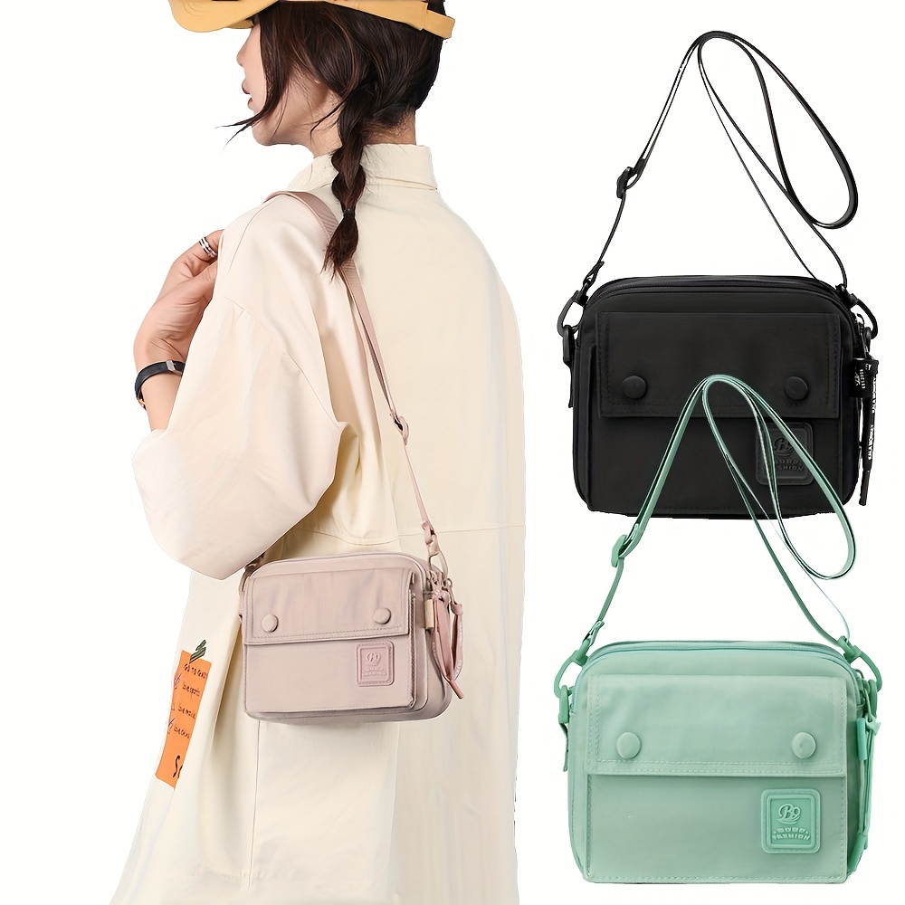Women's Canvas Shoulder Bag Crossbody Detachable Strap Messenger  Multi-Pockets Bag Zipper Close Simple College Bag Travel Everyday Bag Blue