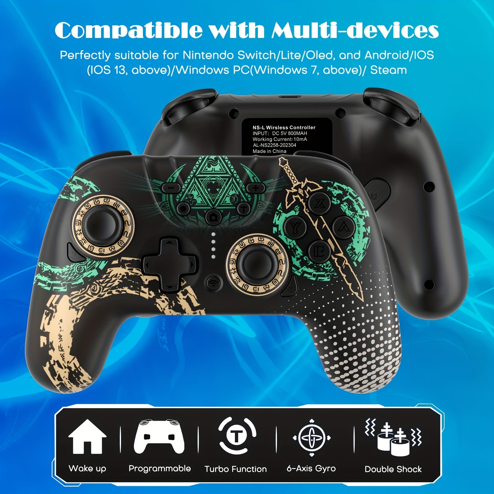 Switch Controllers, Wireless Switch Pro Controllers for Nintendo  Switch/Switch Lite/OLED/Android/iOS/PC,Switch Remote Gamepad with 4  Programmable