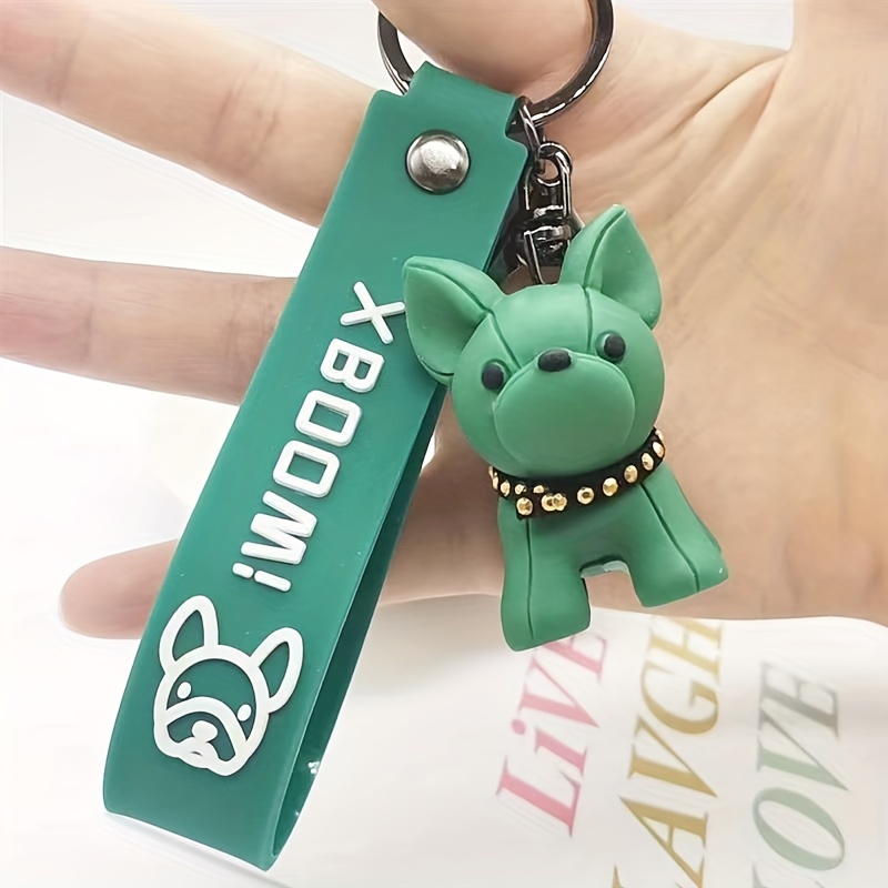 Fashion Punk French Bulldog Keychain PU Leather Dog Keychains for Women Bag  Pendant Jewelry Trinket Men's Car Key Ring Key Chain