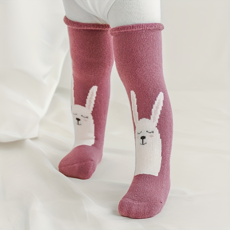 4 pares de calcetines de algodón para niñas, suaves, gruesos, de felpa, de  punto grueso, para jóvenes, 6-8, color rosa, 4 pares de calcetines suaves y