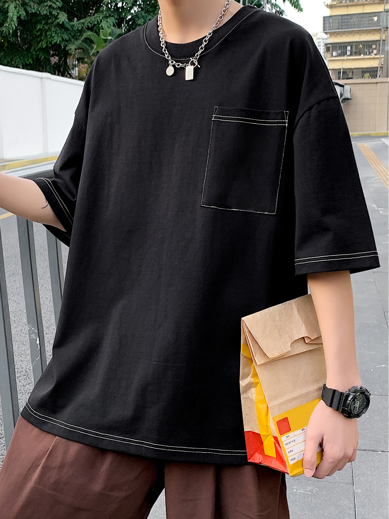 Plus Size Men's Solid T-shirt Casual Fashion Short Sleeve Tees Oversized Tops, Men's Clothing