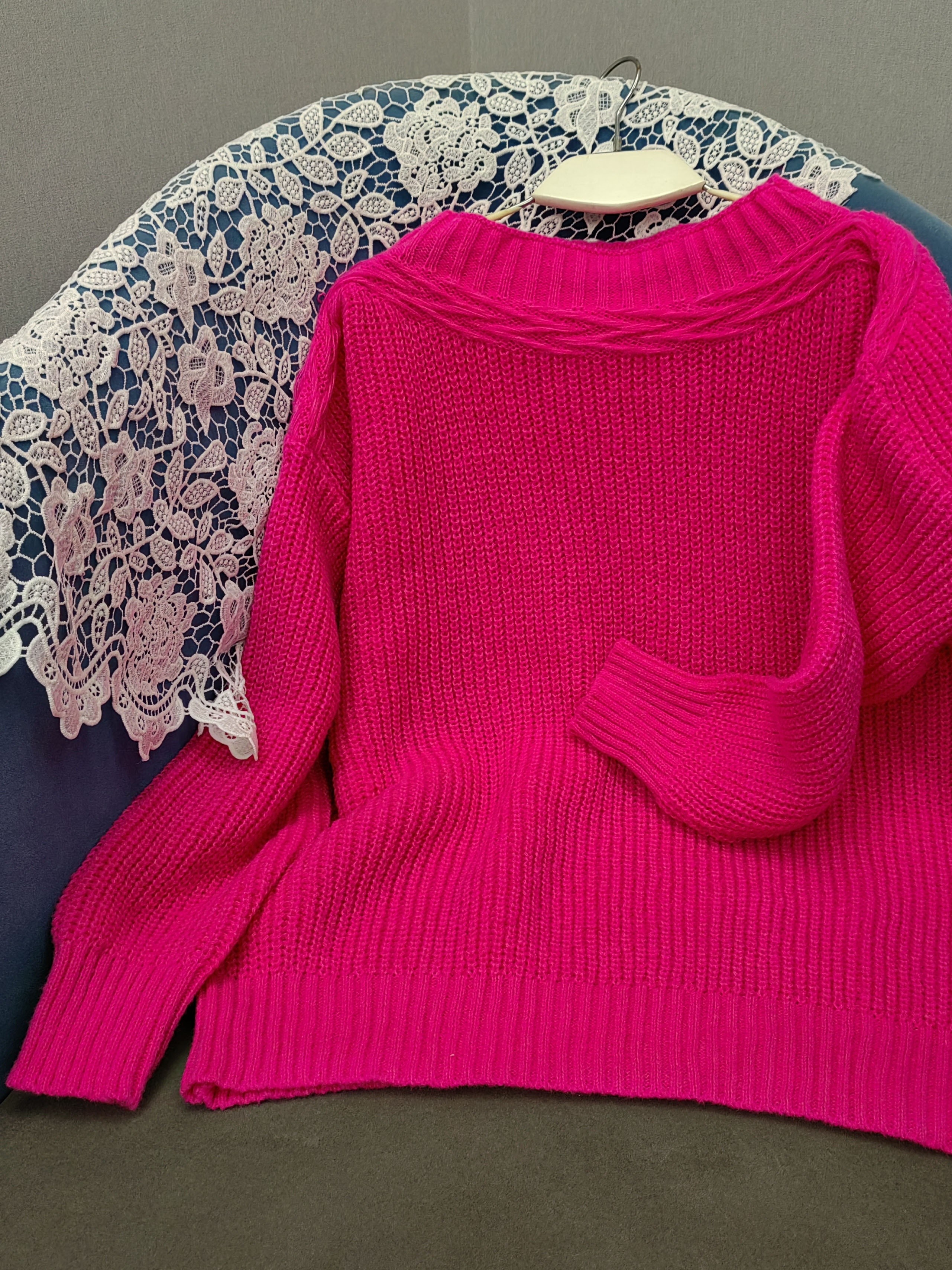 Plus size hot pink on sale sweater