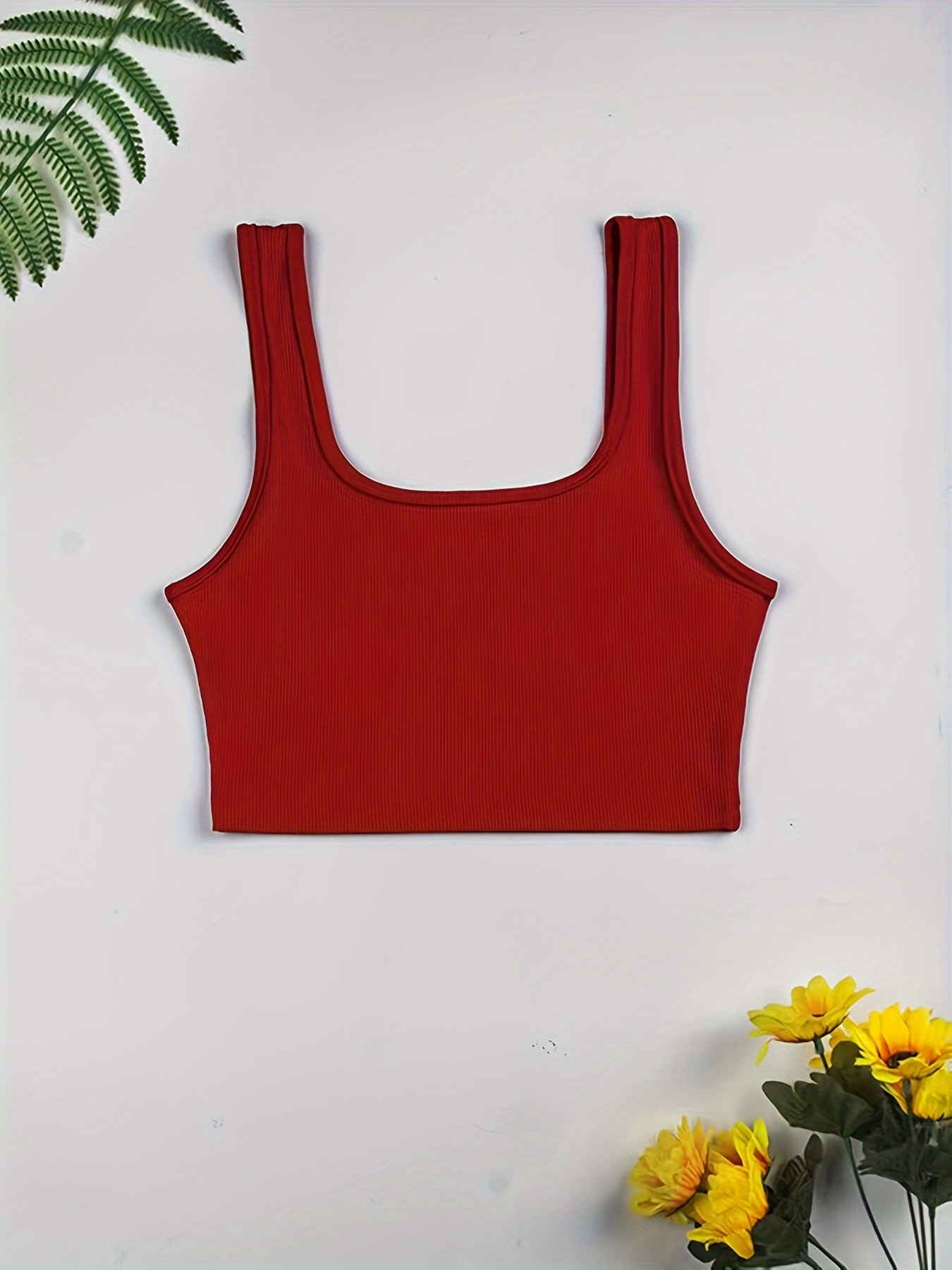 RIBBED TANK TOP - Red