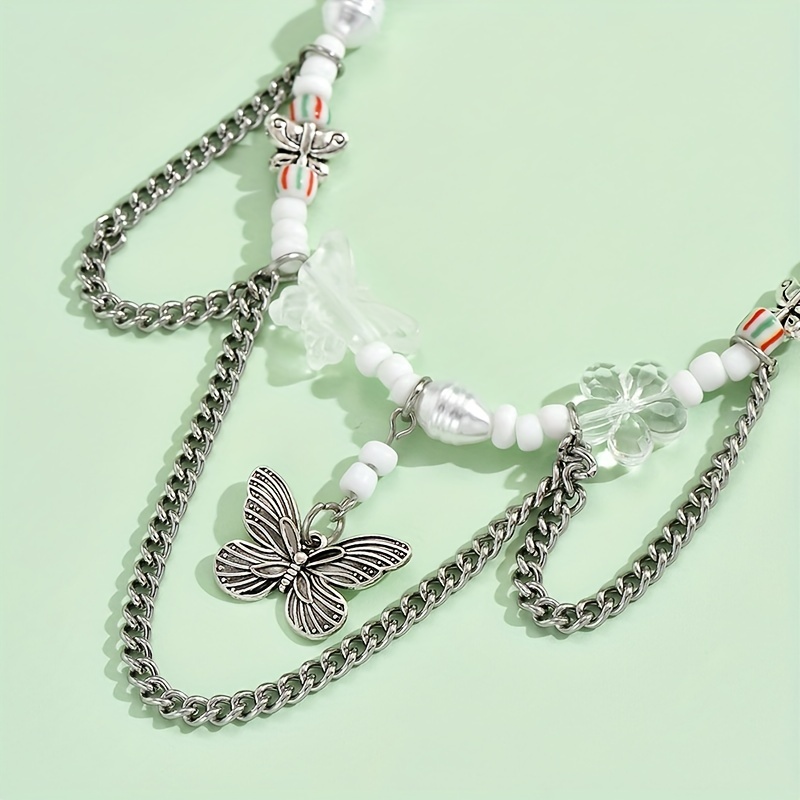 Bohemian Flower Rice Bead Butterfly Necklace - Temu