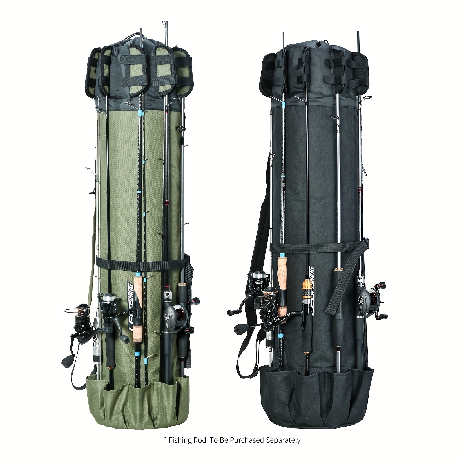 LEOFISHING 1pc Portable 5 Fishing Rod Organized Carrier, Durable Fishing  Tool Storage Bag, Fishing Tackles