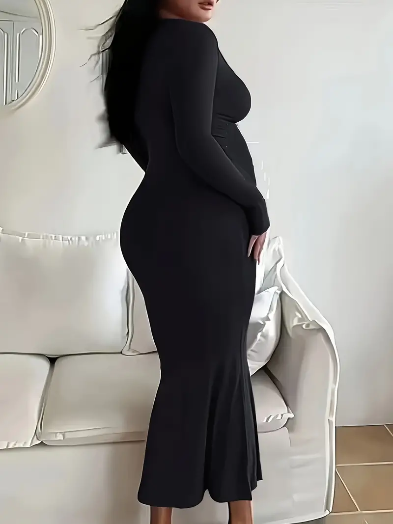 Women's Maternity Solid Dress Sexy Maxi Long Sleeve Dress For  Party/wedding/formal Prom, Pregnant Women's Clothing