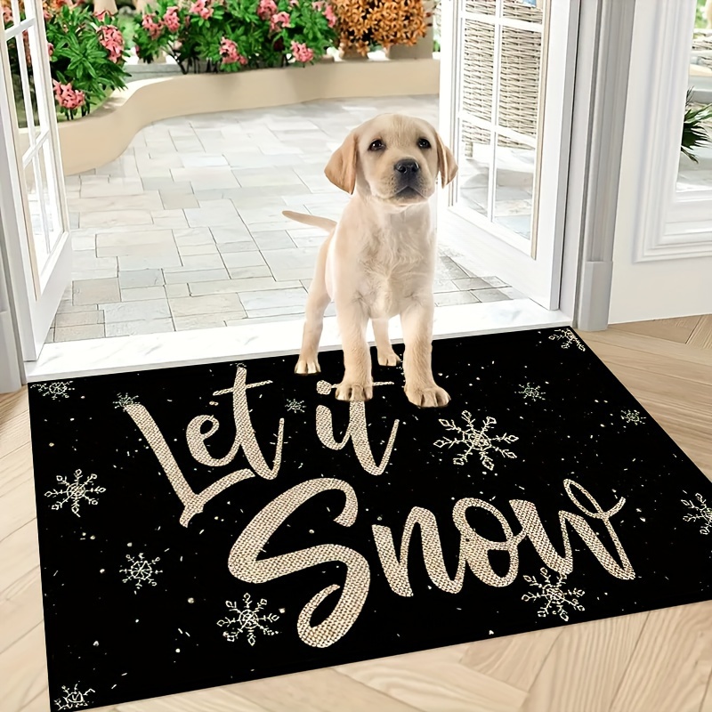 Christmas Rug, 'let It Snow' Snowflakes Black Door Mat, Indoor Carpet,  Creative Doormat, Non-slip Floor Rug Mat, Bedroom Accessories Room Living  Room Decoration, Photo Props, Outdoor Decor - Temu