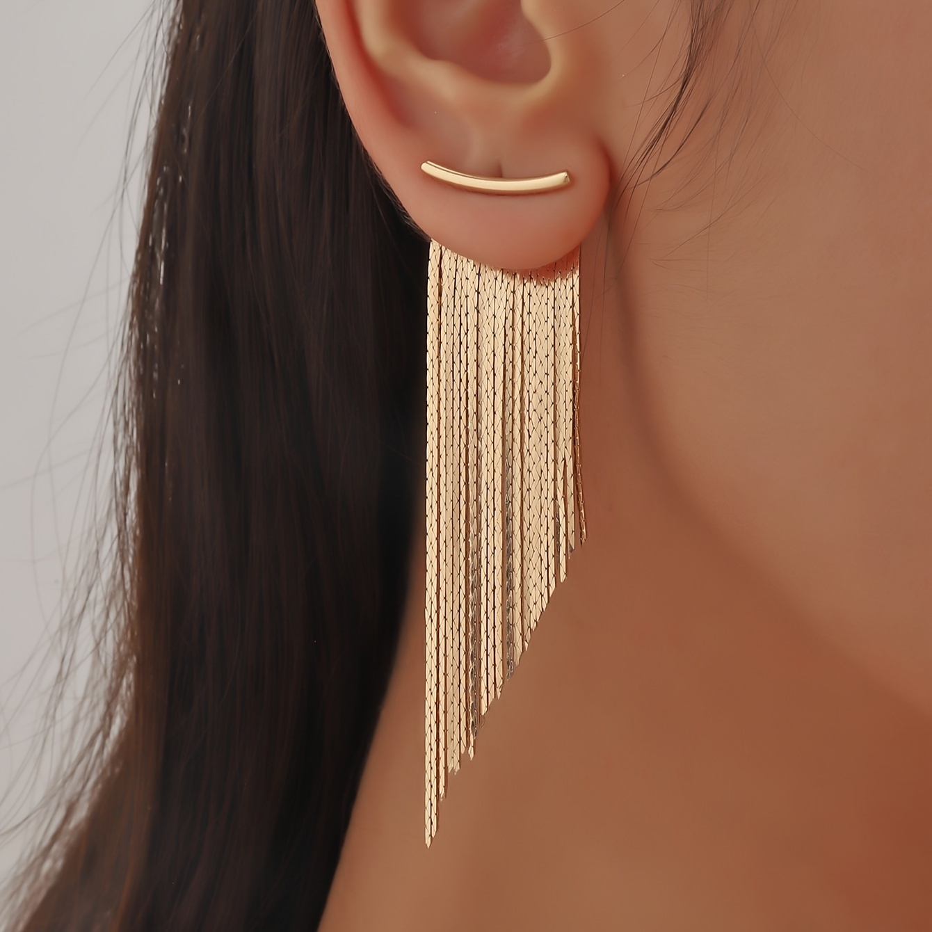 metal chain tassel dangle earrings elegant simple style copper 14k gold plated jewelry trendy female ear ornaments details 1