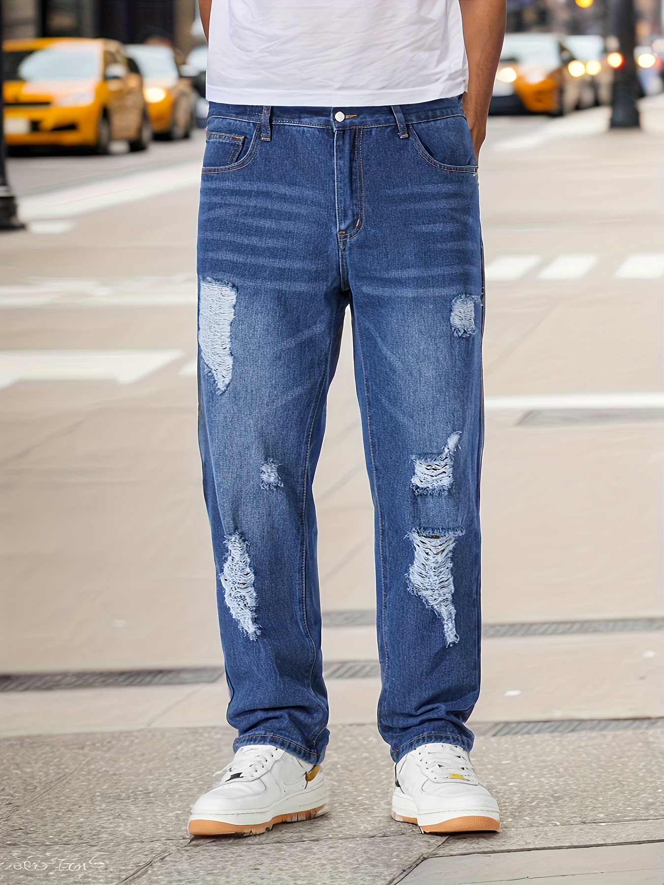 Plus Size Men's Oversized Denim Pants Street Style Baggy - Temu Canada