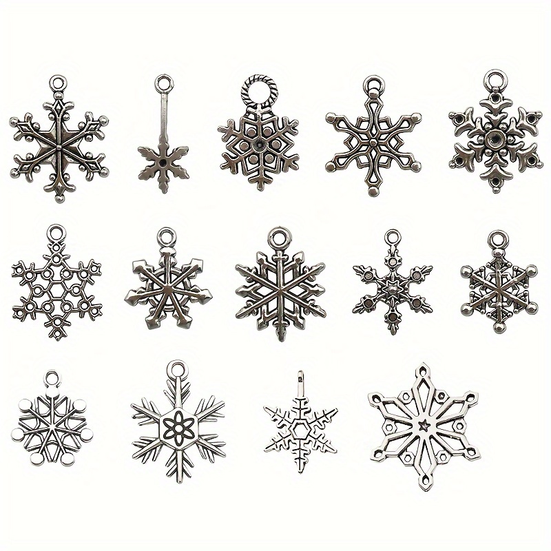 Etereauty Christmas Snowflake Charms Ornaments Hanging Findings Enamel  Charm Pendant Charms Keychain Jewelry Bracelet Metal Diy 