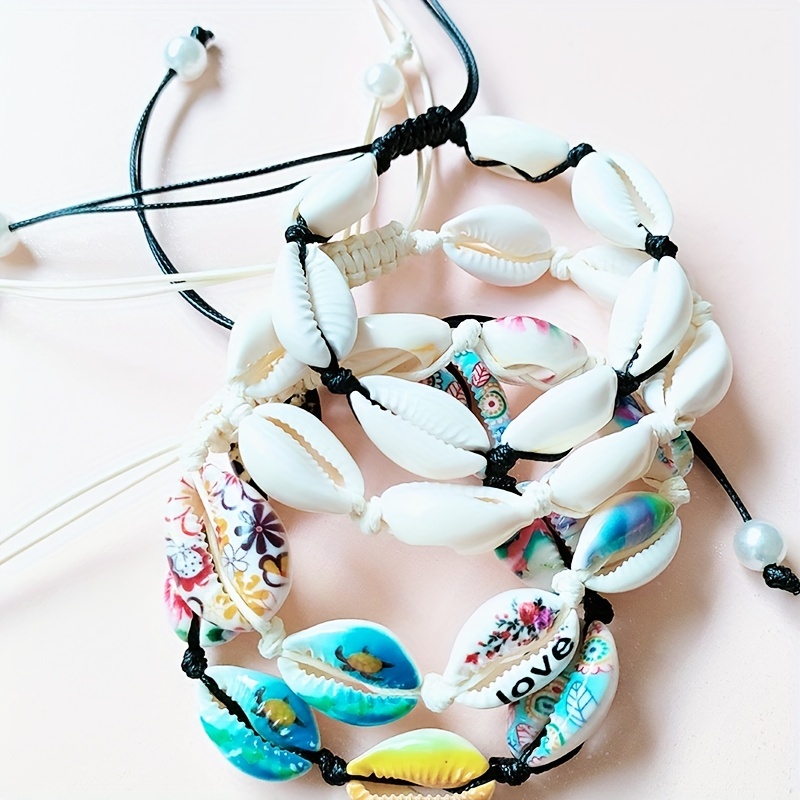 Men's Painted Shell Braided Bracelet, Bohemian Style