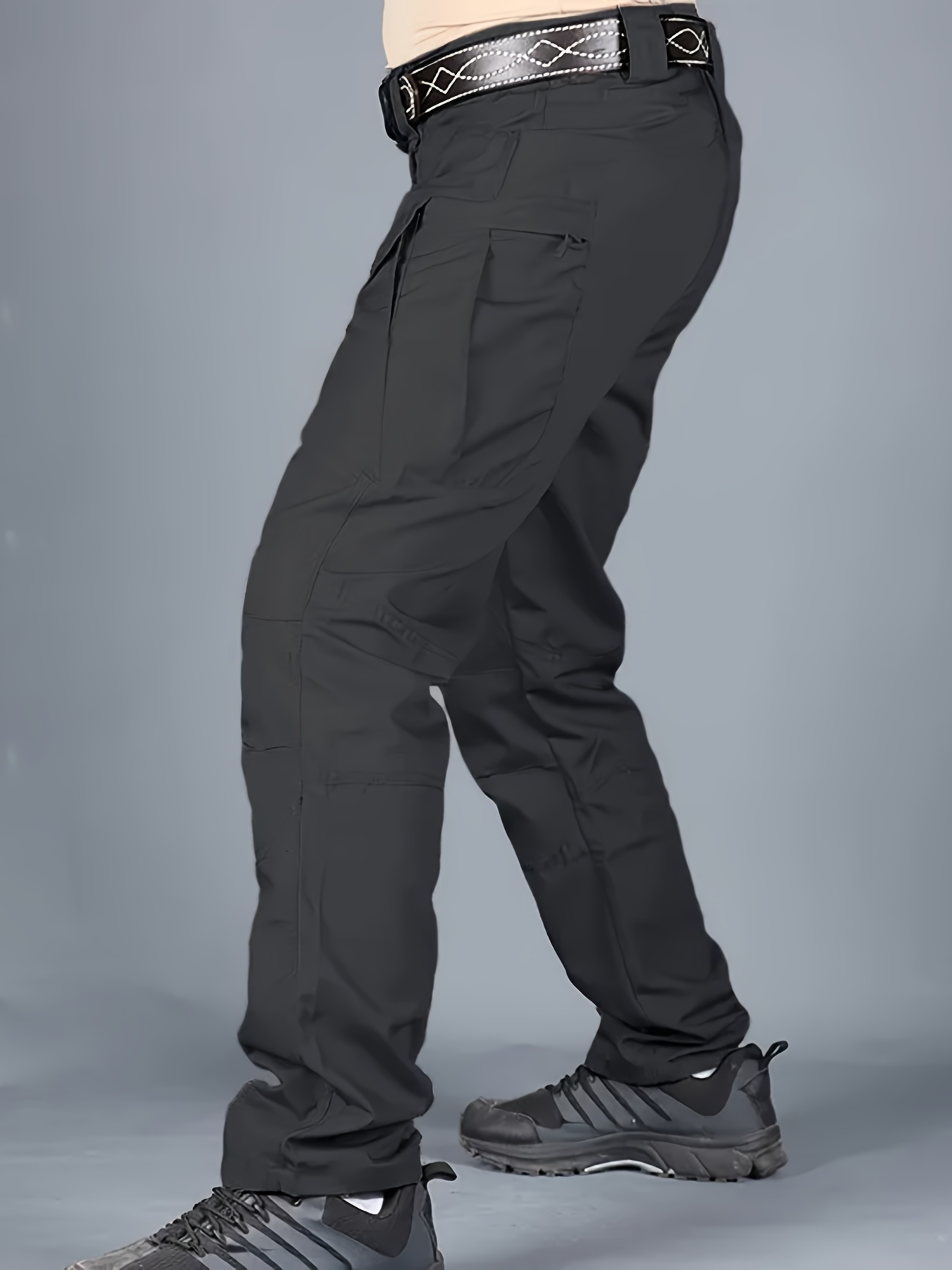 Men's Solid Tactical Pants Multi Pockets Active Slightly - Temu